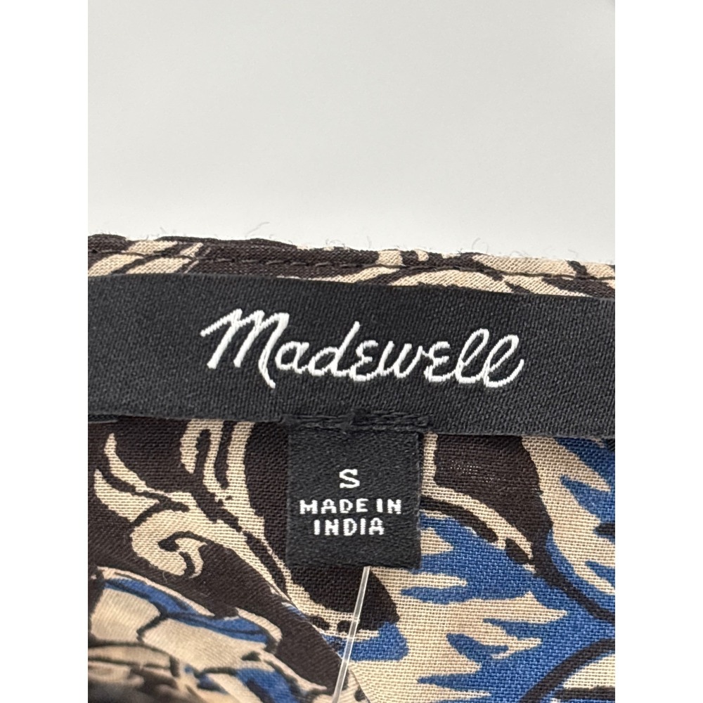 Madewell Floral Split Neck Mini Dress Dark Carob Brown Blue Small NW038 - Picture 9 of 12